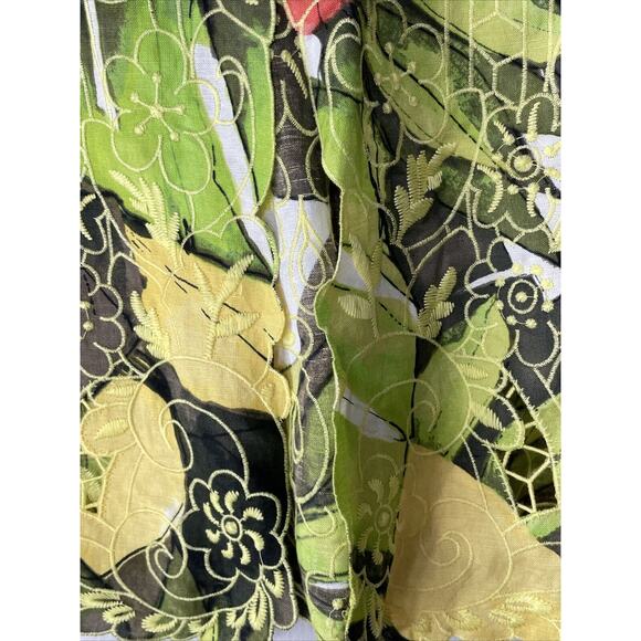 Chico's Womens Lucetta Jacket SZ 3 XL Linen Orange Yellow Fall Autumn Floral NWT - Picture 5 of 16